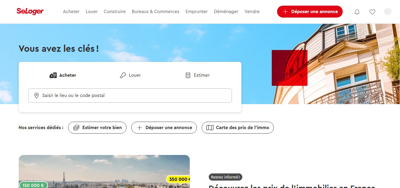 Capture de l’application immobilier